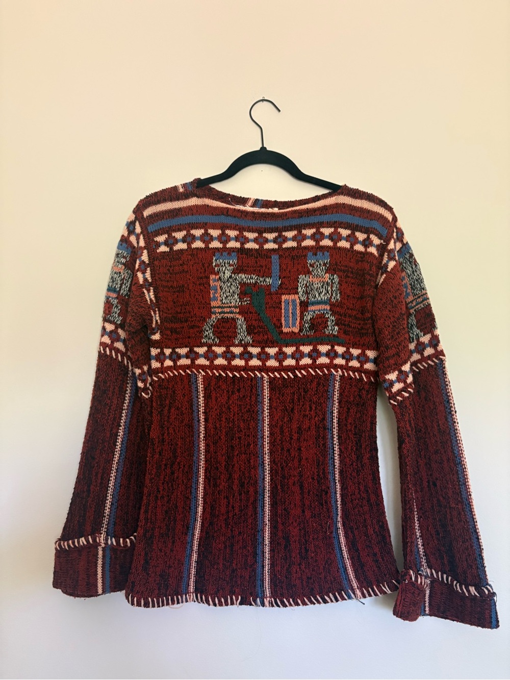 Casual Corner Rust Red Patterned Crewneck Sweater